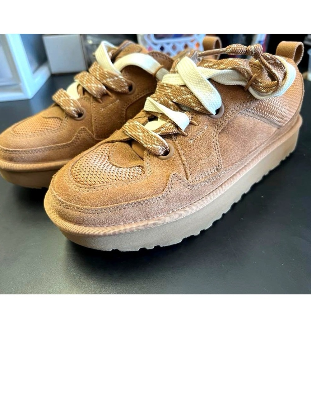 Ugg Lowmel Women’s Suede Low-Top Sneakers in Tan